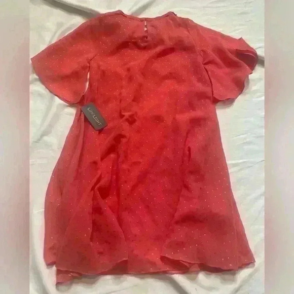 Limelight Chiffon Girls Size 4-5 Dress Coral - Picture 3 of 7